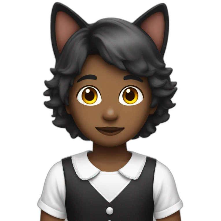 Boy with a french maid outfit and cat ears on his head emoji