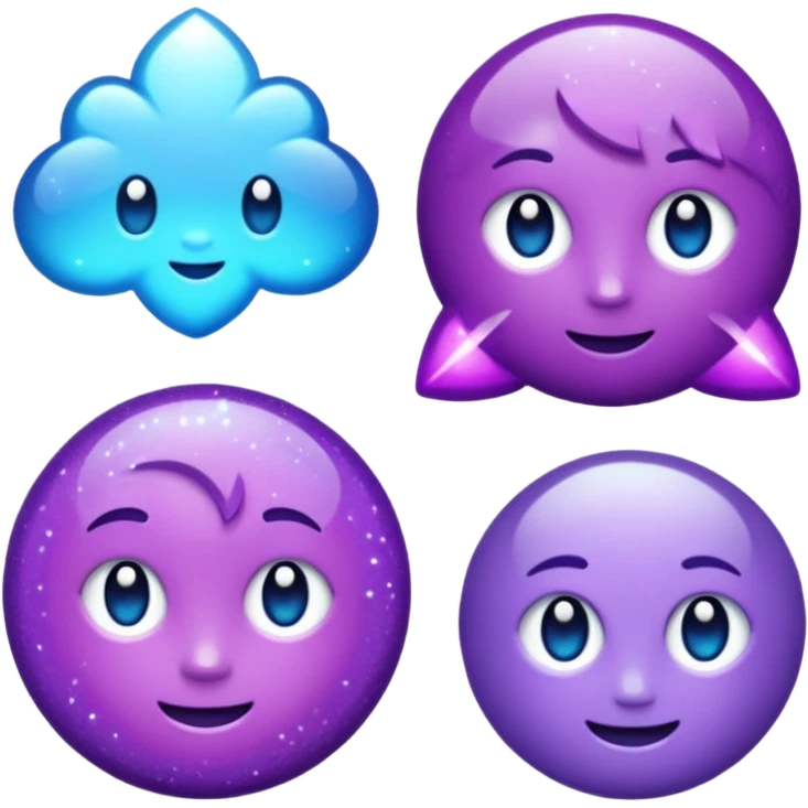 Glitter Purple and Cian plus symbol emoji