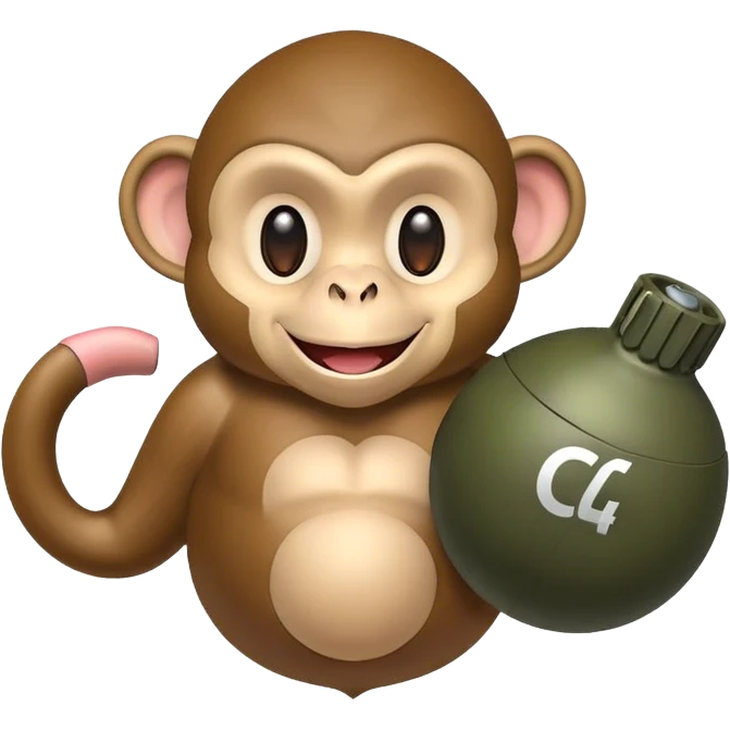 Smiling Monkey holding a C4 bomb  emoji