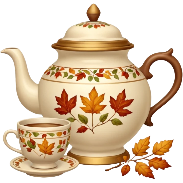 Beige big The samovar and autumn and a cup emoji