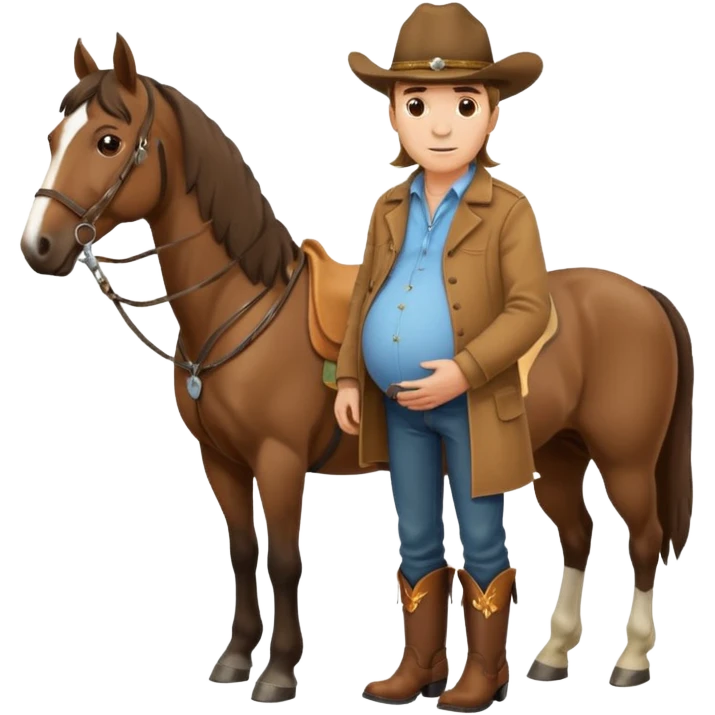 pregnant man  near horse emoji