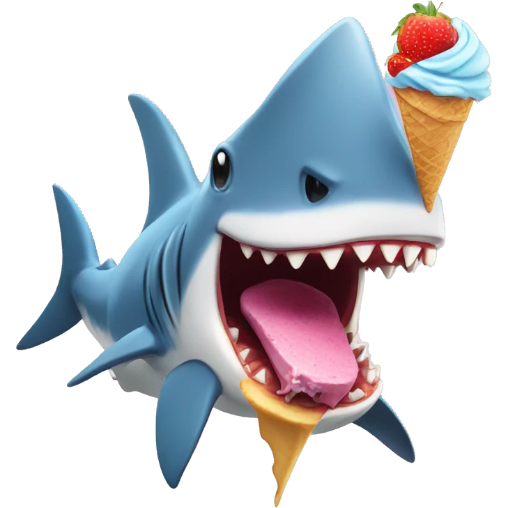 Shark eating dinosaur which is eating a ice cream  emoji