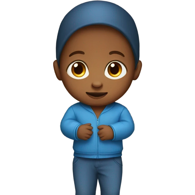 Brown baby boy in blue emoji