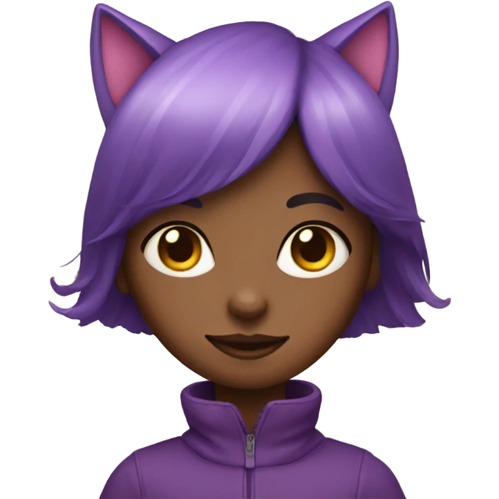 girl with purple cat emoji