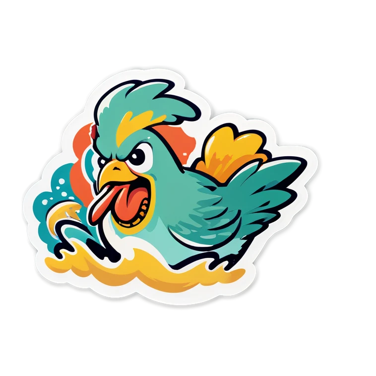 Chicken fighting a sea monster emoji