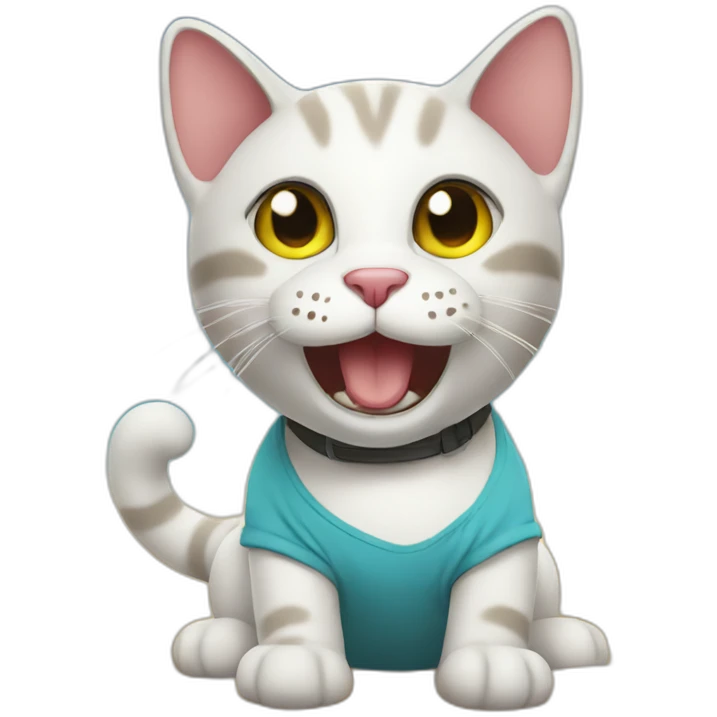 happy cat with t-shirt on the beach emoji