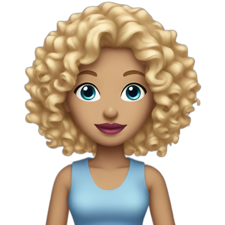 blonde curly haired woman blue eyes pink lips emoji