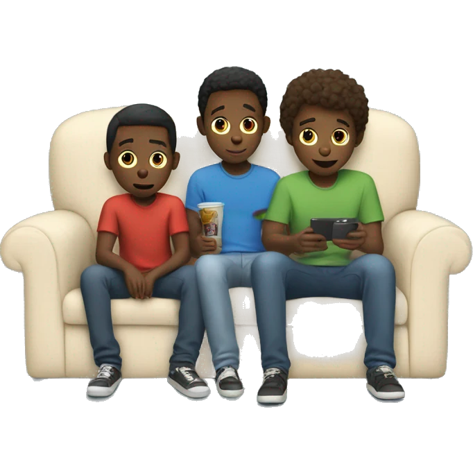 Two boys at home on couch watching Netflix  emoji