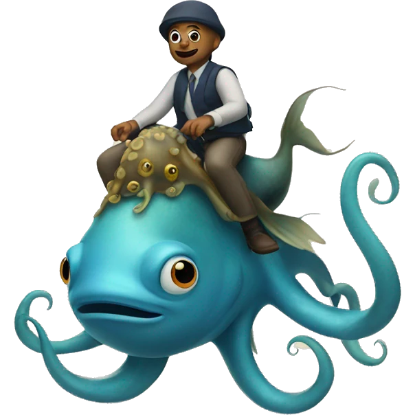 fish riding an octopus  emoji