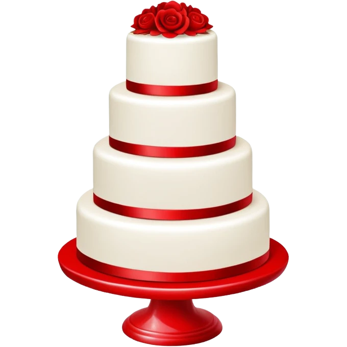 Bright red wedding cake, three tiers, completely red with no white or other colors emoji