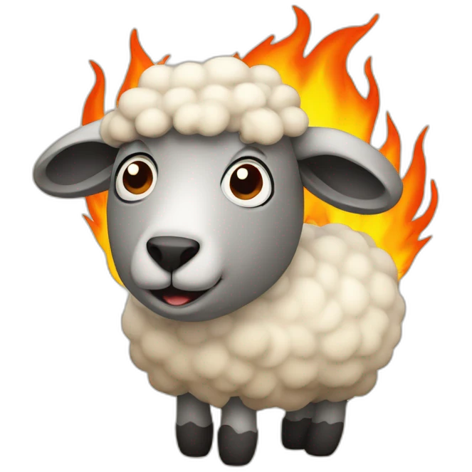 A sheep in fire emoji