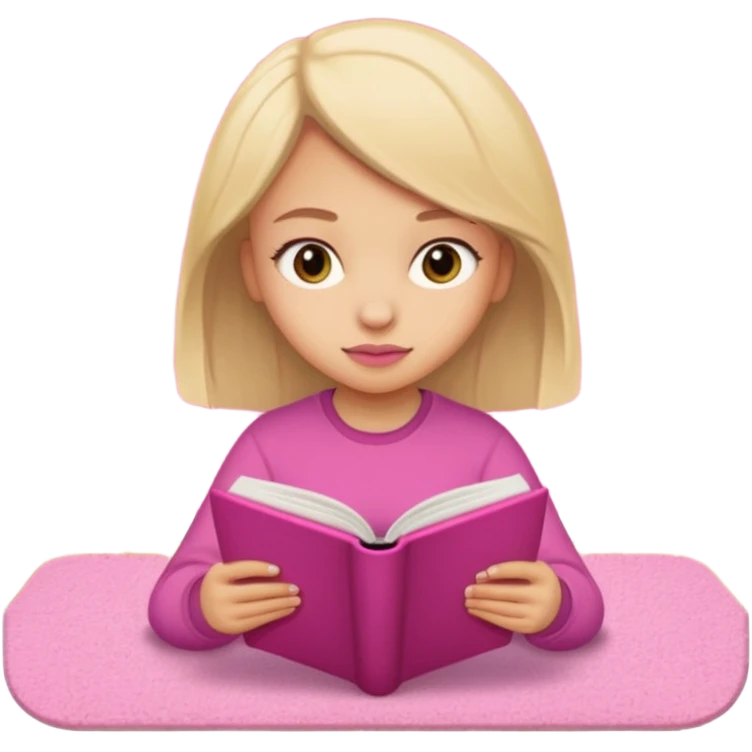 The girl is reading nomoz in the pink carpet of nomoz emoji
