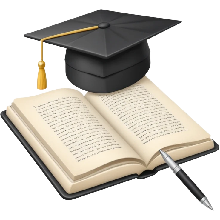 "A white open book,The pen should be positioned as placed exactly in the center between the pages.  if held by a right-handed person - meaning the direction is reversed compared to a left-handed grip. The pen should be uncapped, and the cap placed behind it." emoji