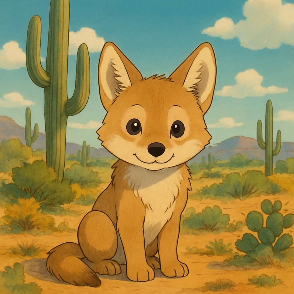 cute coyote pup in the sonoran desert emoji