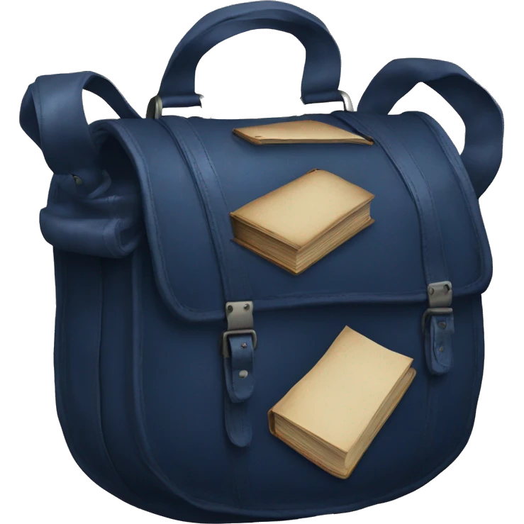 vintage bag with book dark blue emoji