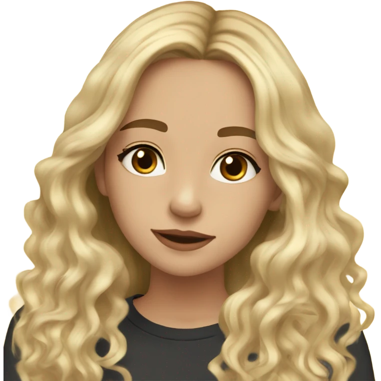 Beautiful girl,blonde hair,wavy hair，long hair, brown eyes emoji