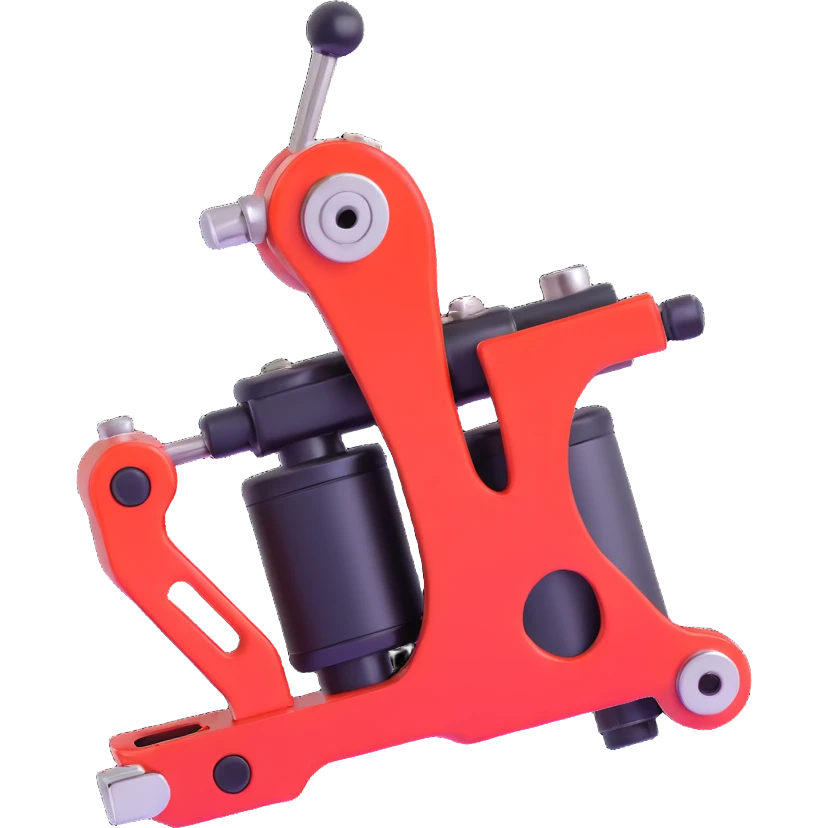 tattoo machine, shiny and playful, simple details emoji