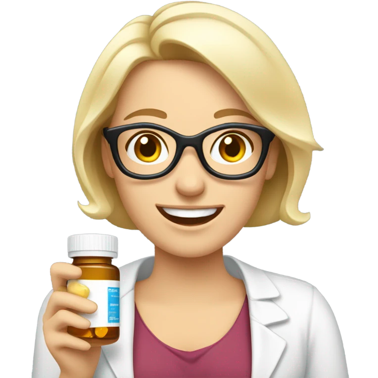 White woman who loves medications emoji