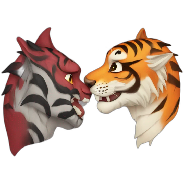 Tiger and dragon kiss emoji