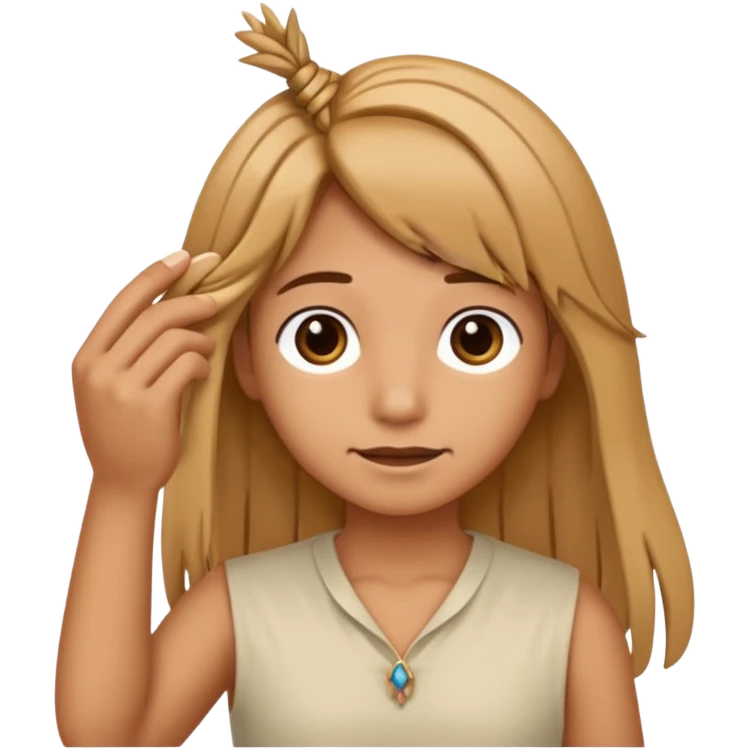 close-up of fingers gently holding a strand of hair, iOS emoji style emoji