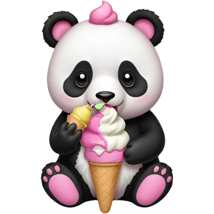 Panda eating ice cream emoji