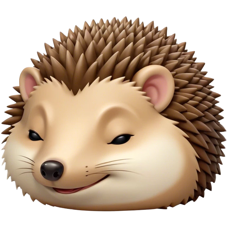 Meme-Worthy Cute Sleeping Hedgehog Portrait Emoji, Head resting peacefully with a contented smile, showcasing a delightfully compact build and a luxuriously soft brown Fur with tiny spines, eyes shut in a serene, restful nap, Simplified yet hilariously adorable features, highly detailed, glowing with a soft, drowsy light, high shine, relaxed and utterly lovable, stylized with an air of playful laziness, bright and heartwarming, soft glowing outline, capturing the essence of a comically sleepy hedgehog, so meme-worthy it feels like it could instantly become the next viral sensation of adorable slumber! emoji