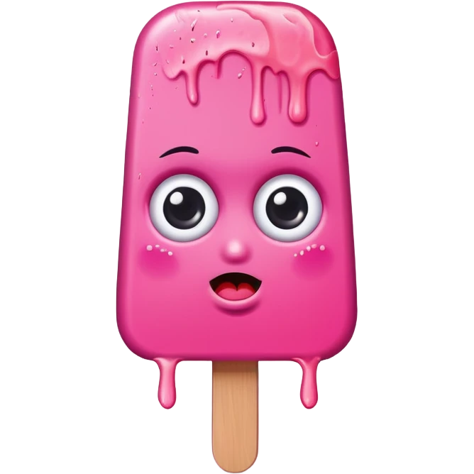 pink popsicle with eyes and tattoo emoji