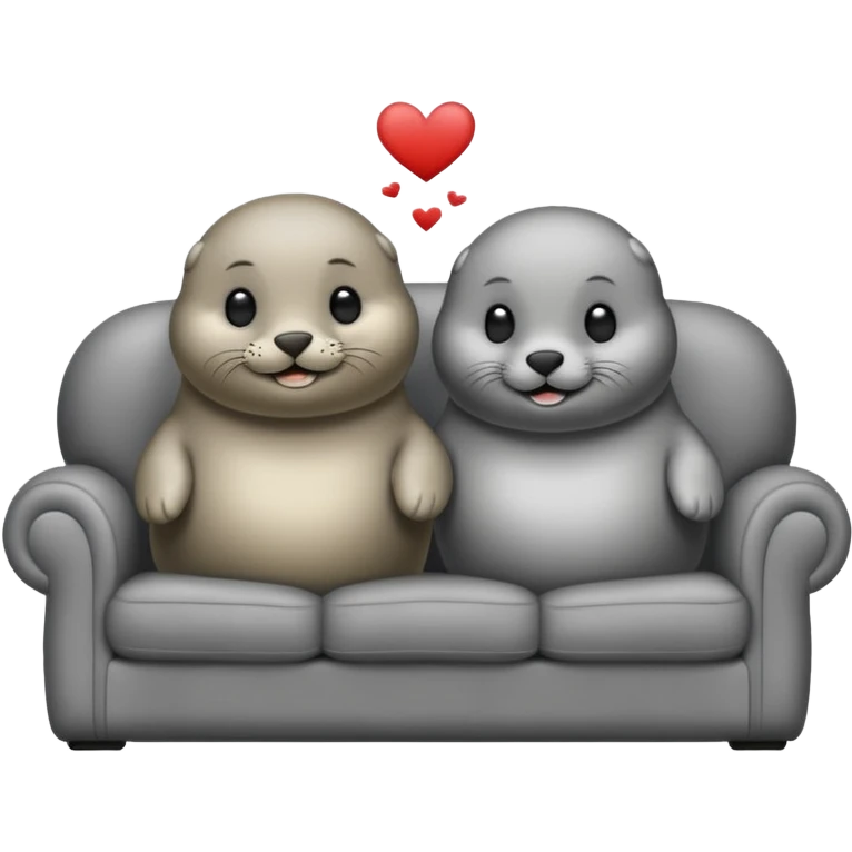 Two seals in love on a big couch emoji