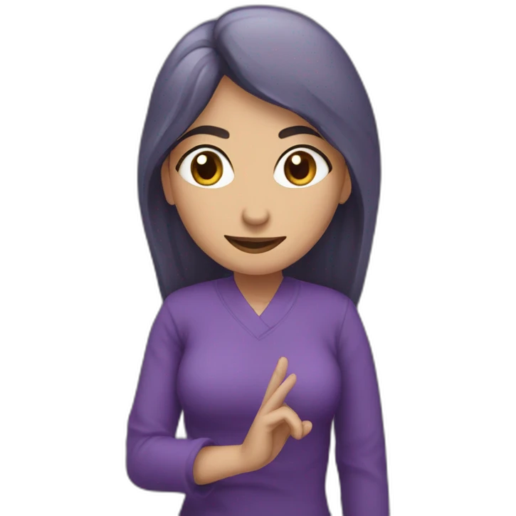 Armenian woman saying hi in purple clouths  emoji