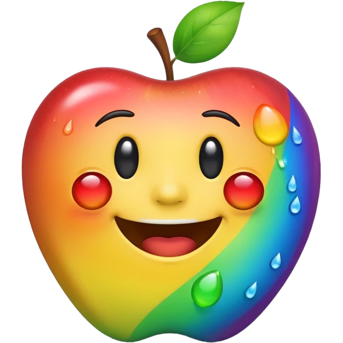 Laughing rainbow tears emoji, apple style, with a wide grin and tears in rainbow colors emoji