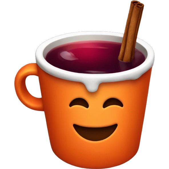 Mulled wine in orange in a craft cup  emoji