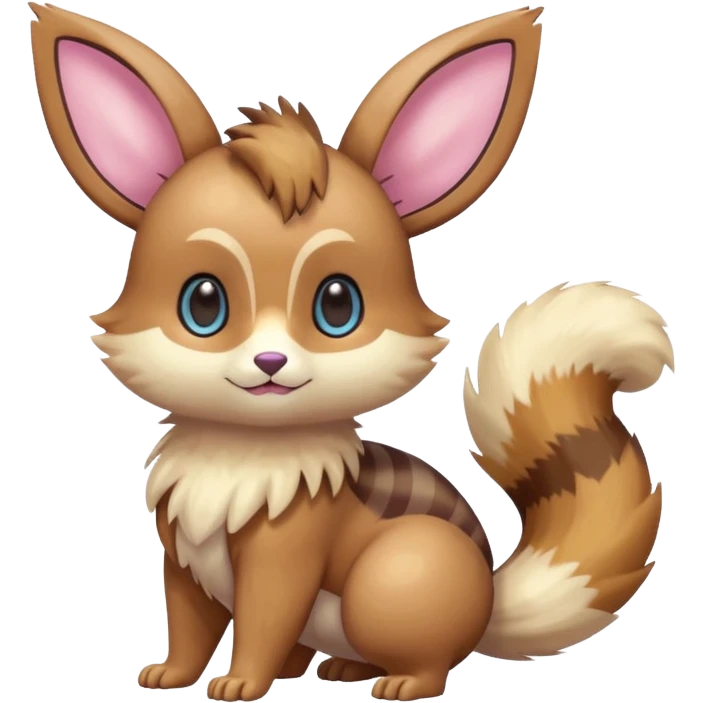 Kawaii Shiny Colorful Pastel Furret-Eevee-fusion Full Body emoji