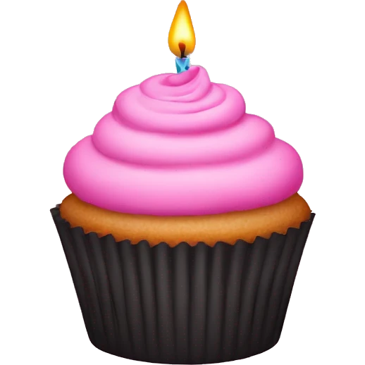 pink cupcake with candles in it emoji