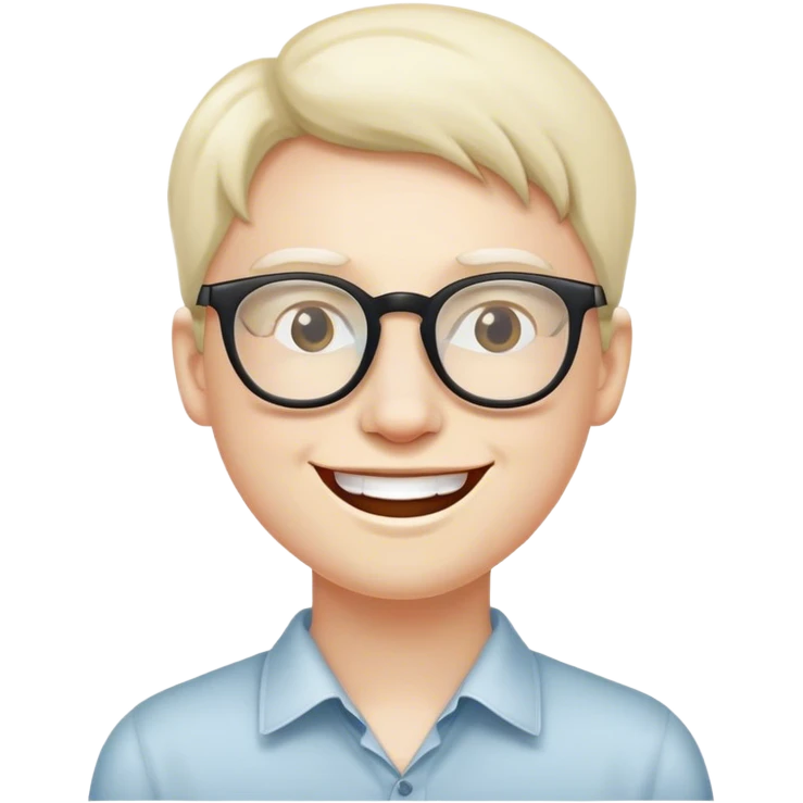 Plain happy face with glasses emoji