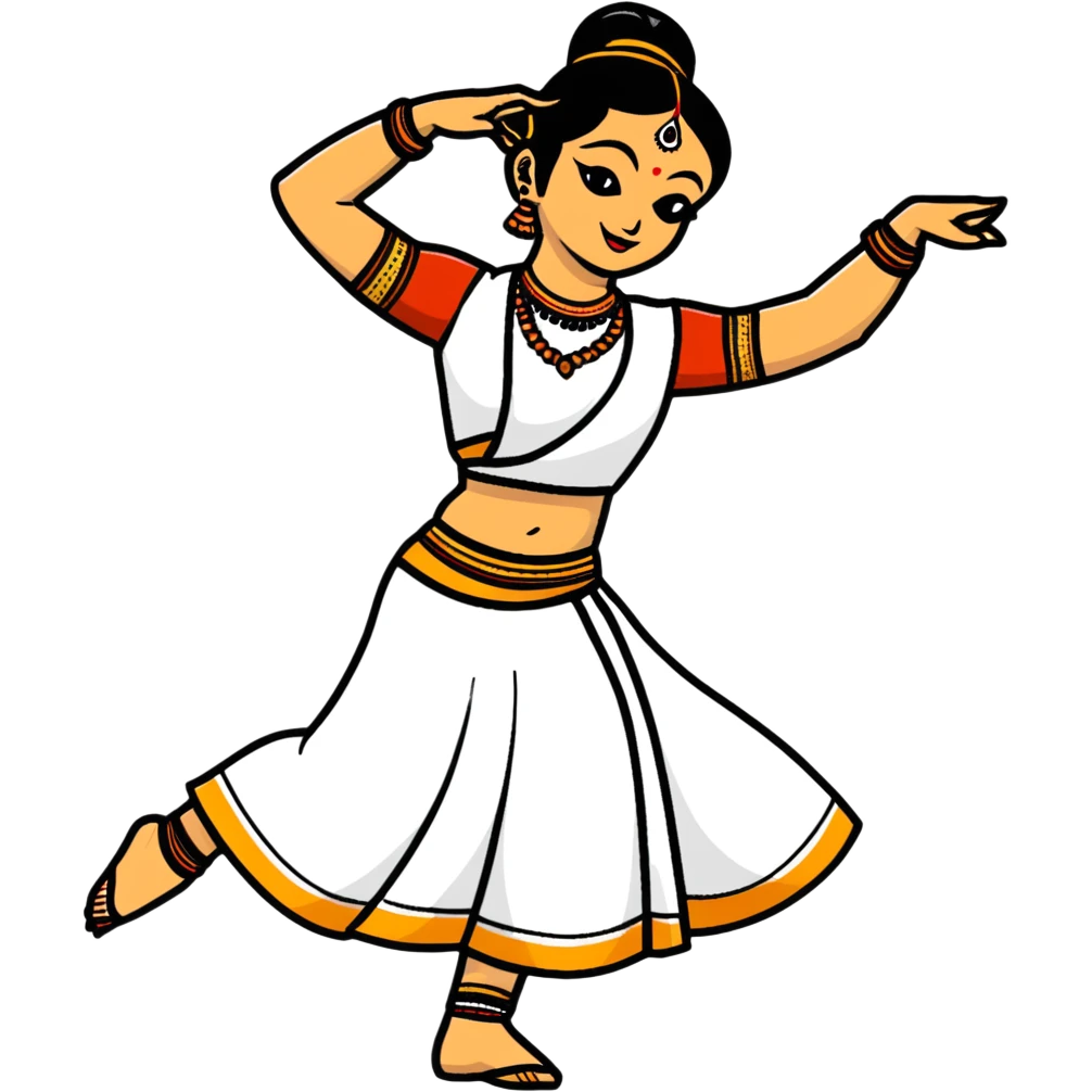 dancer in traditional Indian attire, mid-dance pose, vibrant colors emoji