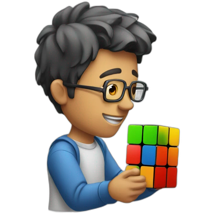 A guy solving rubiks cube emoji