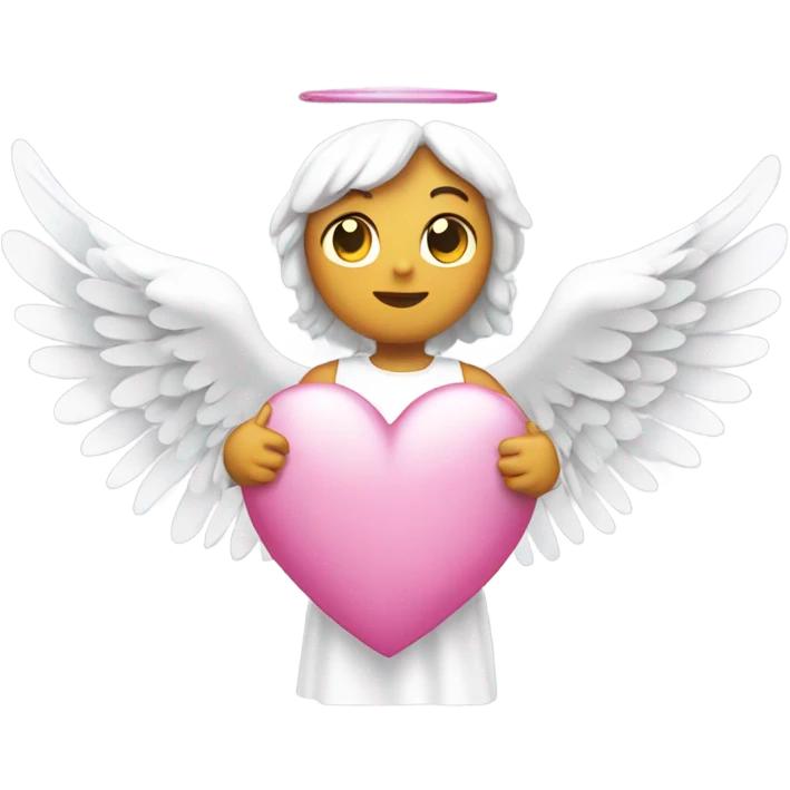 a white angel with a pink heart cut in half as her wings  emoji
