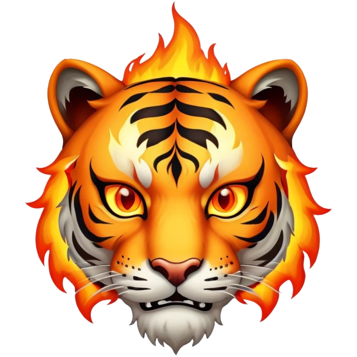 fire elemental tiger face with flames and burning orange eyes for Twitch emote emoji