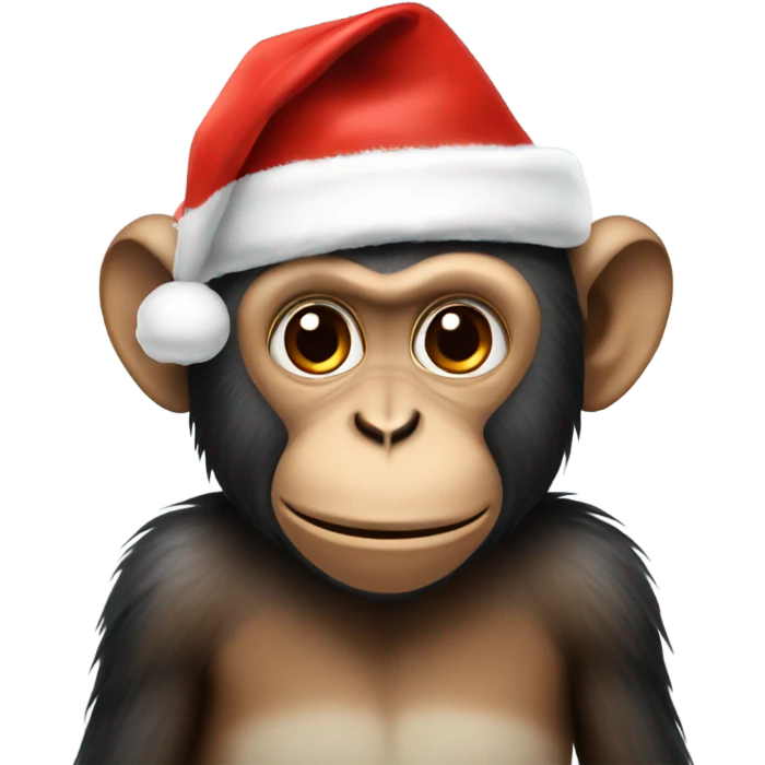 Monkey wearing a Christmas hat emoji