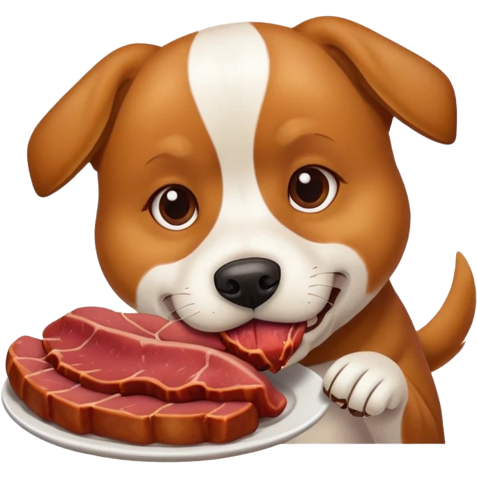 Собака кушает мясо  emoji