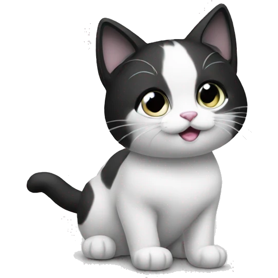 Cat black and white little  emoji
