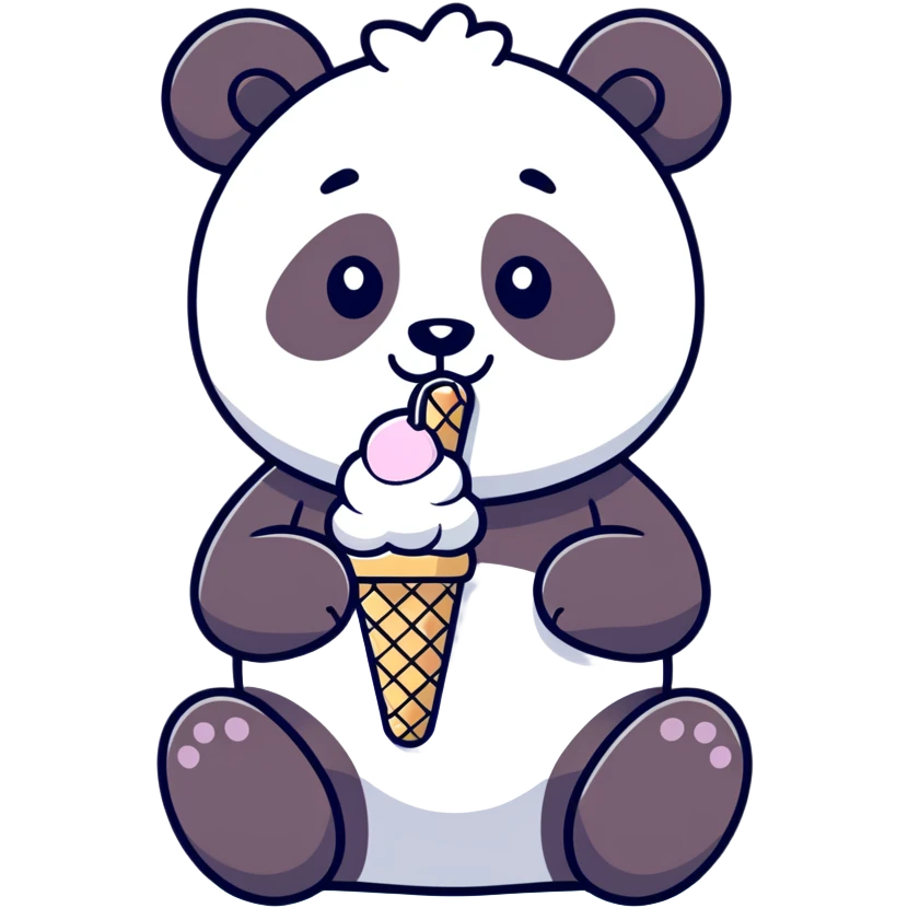 Panda eating ice cream emoji