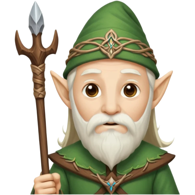 Elder elf with long beard and staff emoji