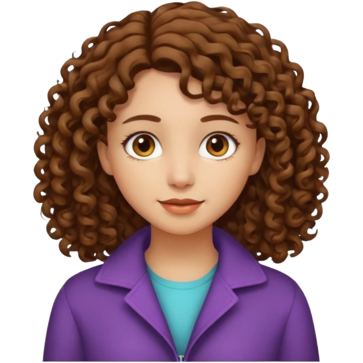 A girl with medium-length, curly hair that is not too voluminous.  emoji