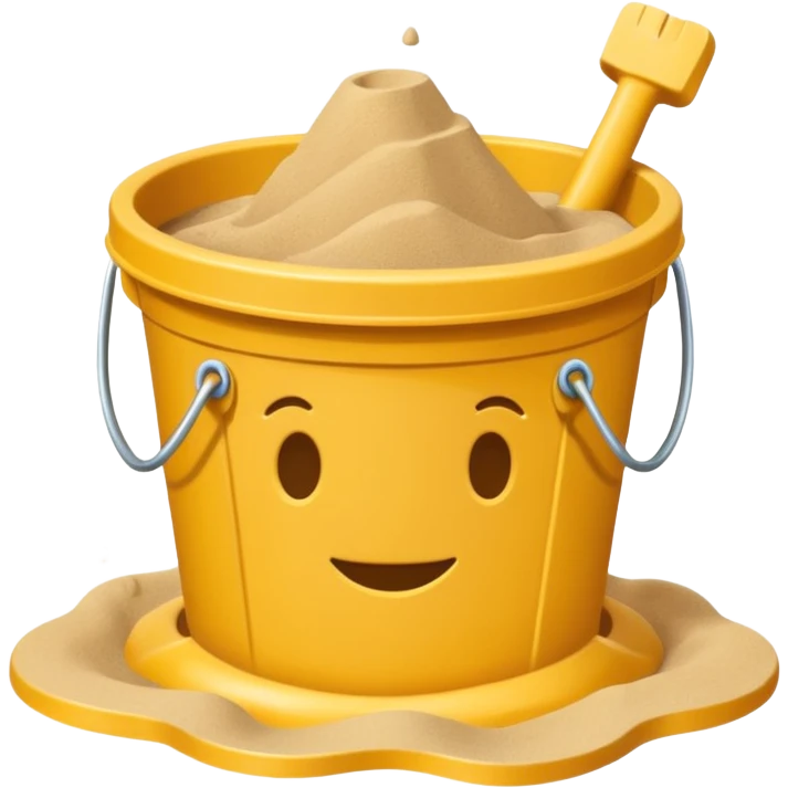 Bucket-shaped sand castle, made with an upside-down pail mold emoji