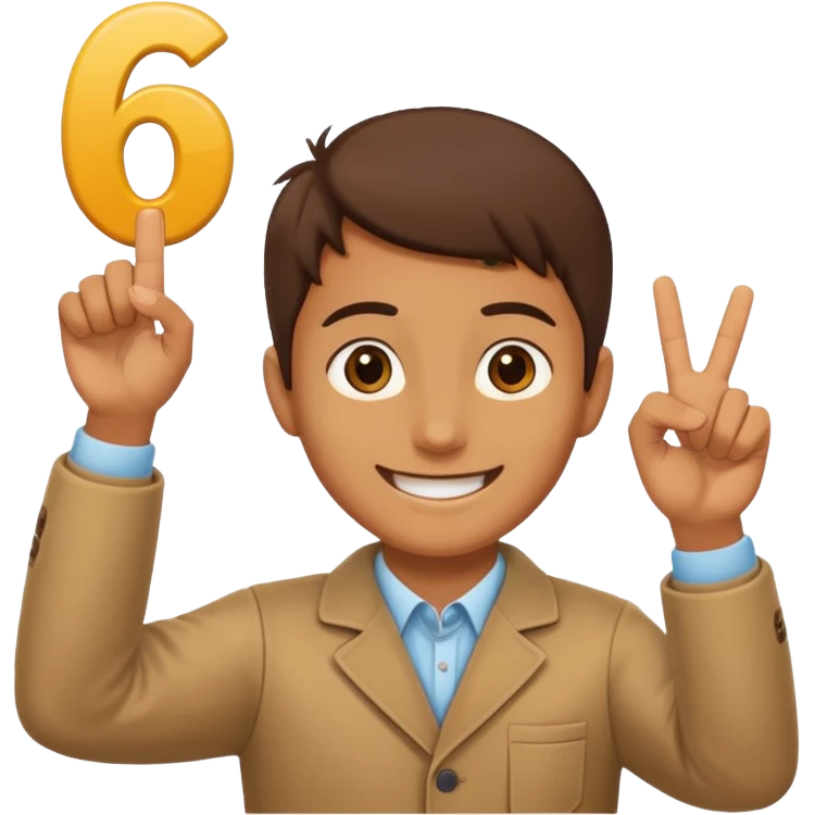 Holding up 6 and 7 emoji