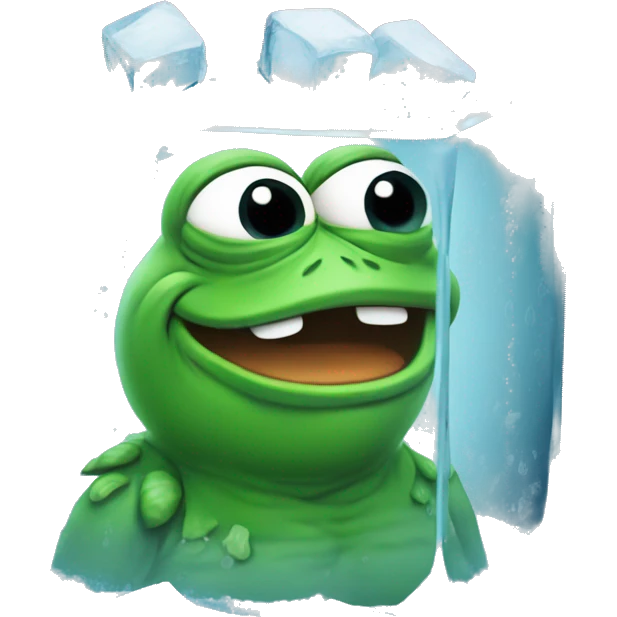 pepe the frog inside on icecube emoji
