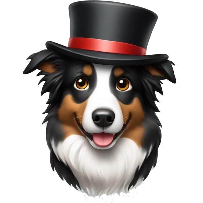 border collie with tophat emoji