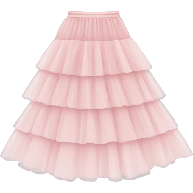 Long soft pink tiered tulle skirt, isolated emoji