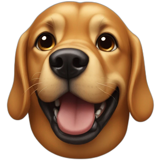 caramel dog playing black mouth emoji